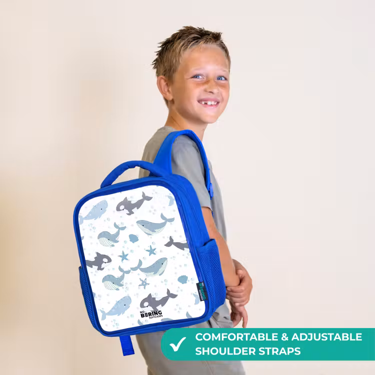 Kids backpack - Blue - Whale pattern with shells blue — 4