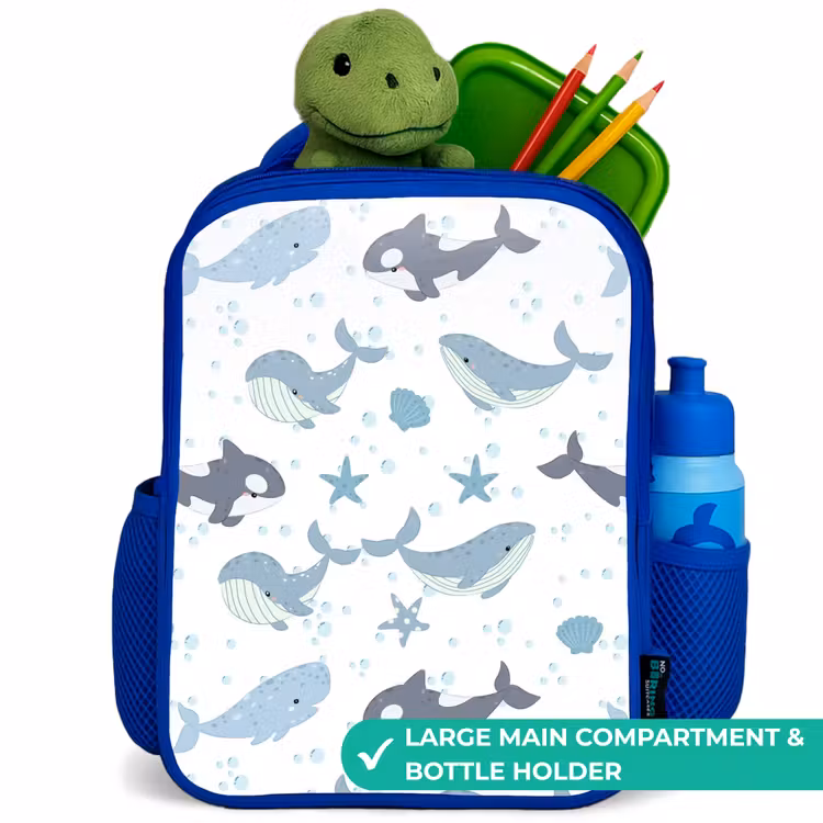 Kids backpack - Blue - Whale pattern with shells blue — 5