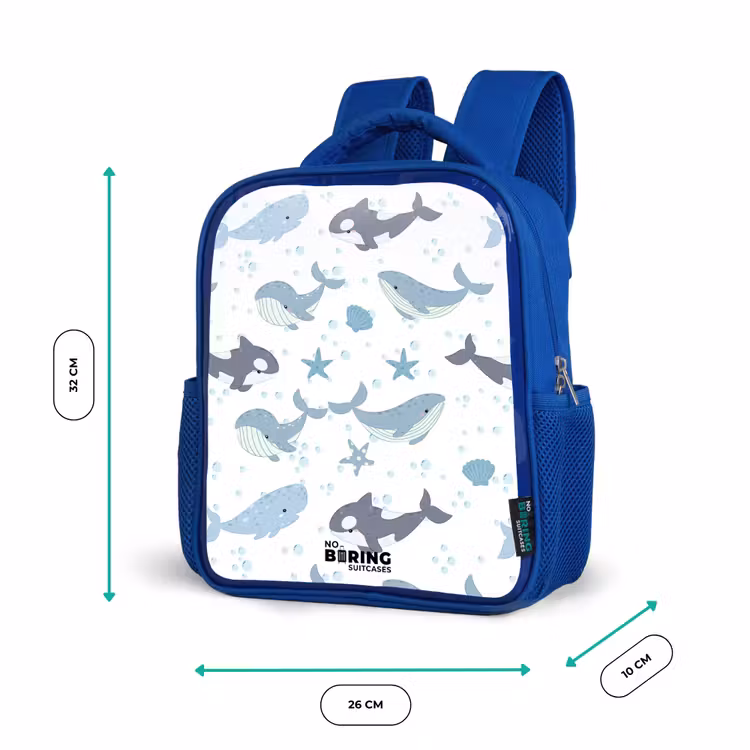 Kids backpack - Blue - Whale pattern with shells blue — 6
