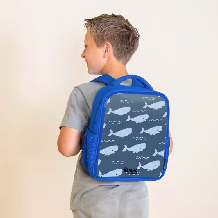 Kids backpack - Blue - Whale with waves pattern blue — 2