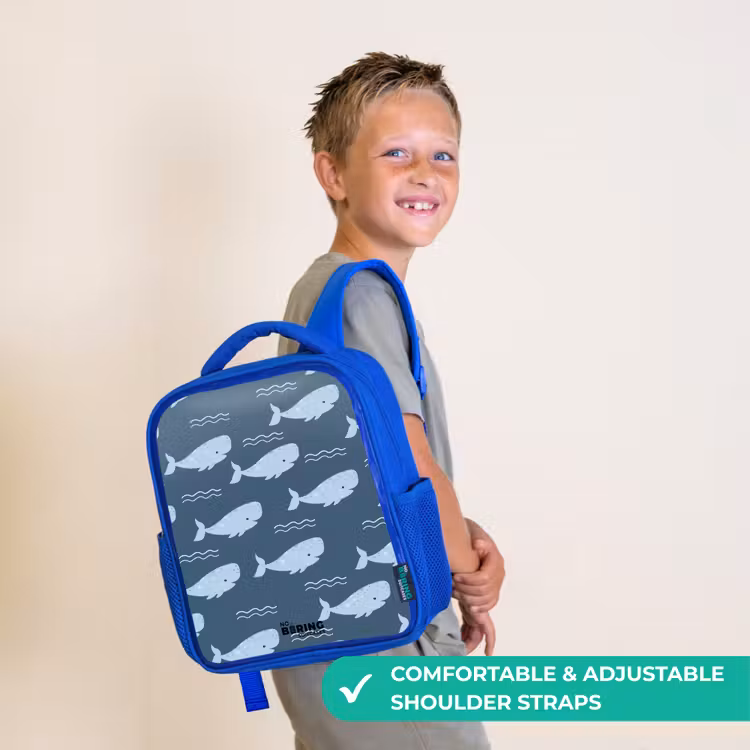 Kids backpack - Blue - Whale with waves pattern blue — 4