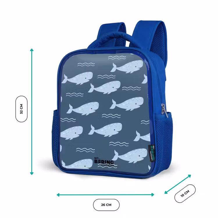 Kids backpack - Blue - Whale with waves pattern blue — 6
