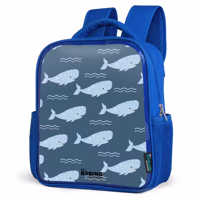 Kids backpack - Blue - Whale with waves pattern blue — 7