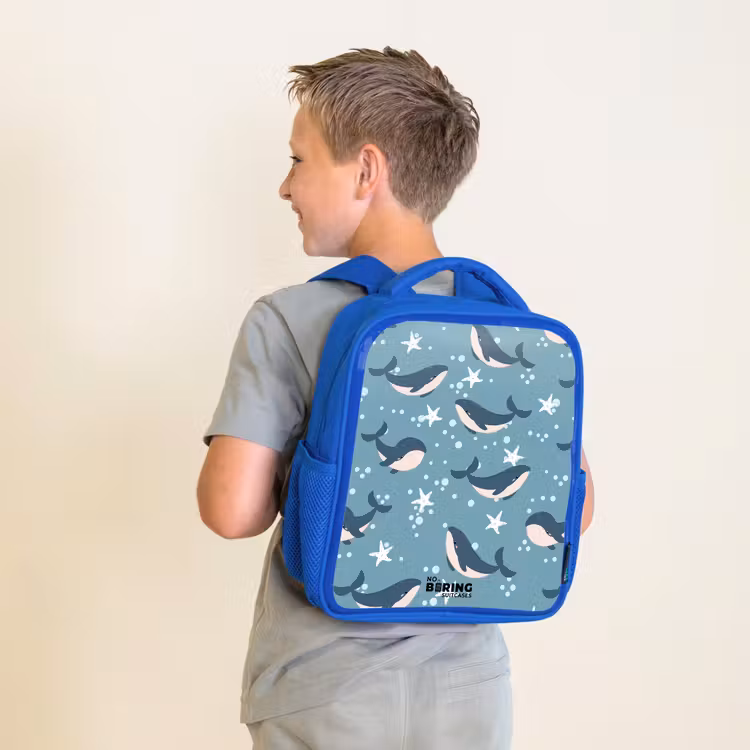 Kids backpack - Blue - Whales with starfish pattern blue — 2