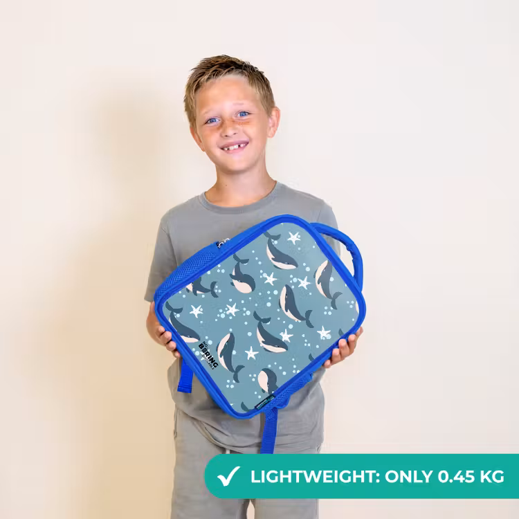 Kids backpack - Blue - Whales with starfish pattern blue — 3