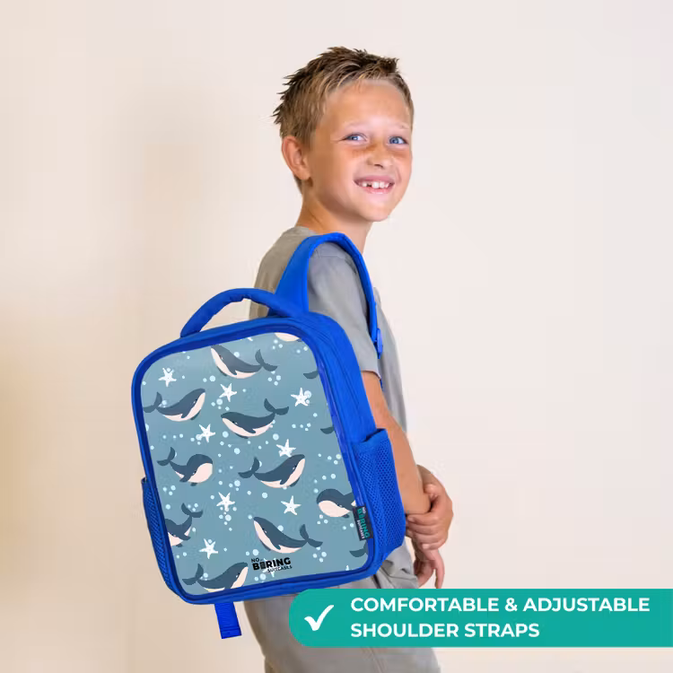 Kids backpack - Blue - Whales with starfish pattern blue — 4