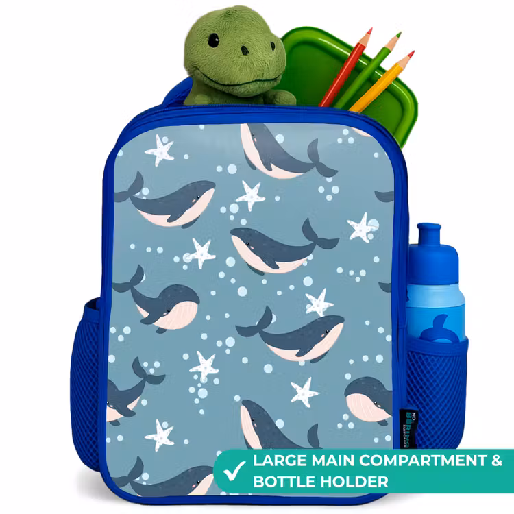 Kids backpack - Blue - Whales with starfish pattern blue — 5