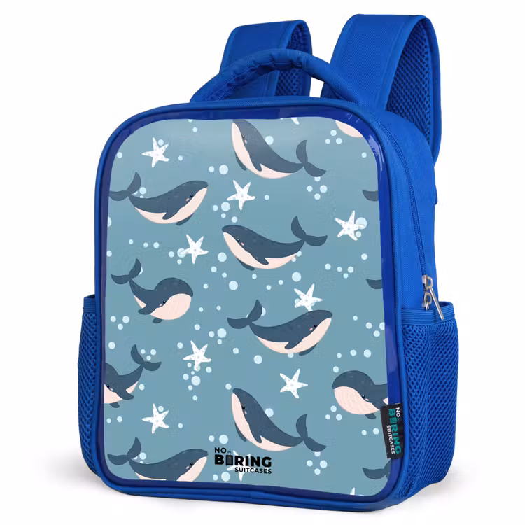 Kids backpack - Blue - Whales with starfish pattern blue — 7