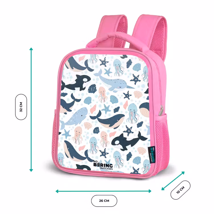 Kids backpack - Pink - Ocean animals colorful — 3