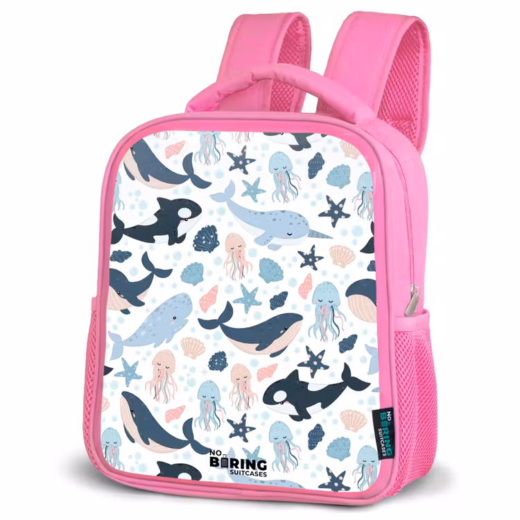 Kids backpack - Pink - Ocean animals colorful — 4