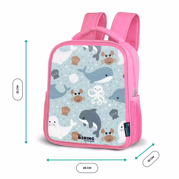 Kids backpack - Pink - Sea animals pattern colorful — 3