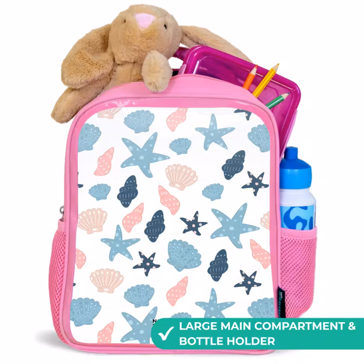 Kids backpack - Pink - Shells pattern colorful — 2