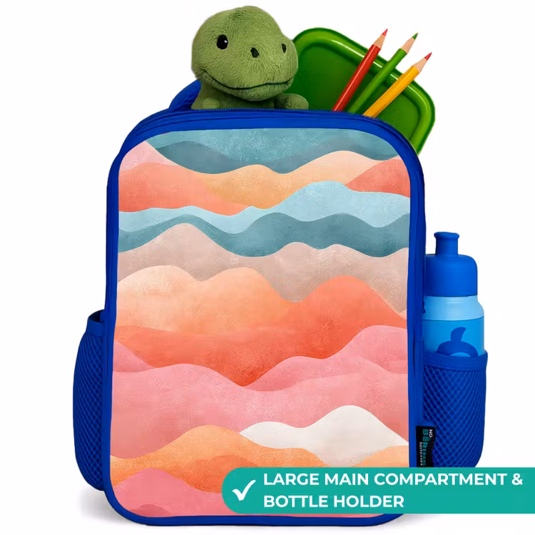 Kids backpack with name - Blue - Abstract waves — 5