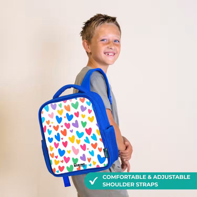 Kids backpack with name - Blue - Colored hearts — 4