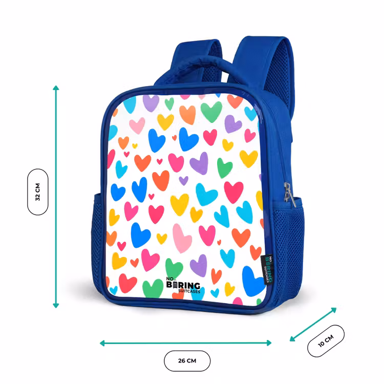 Kids backpack with name - Blue - Colored hearts — 6
