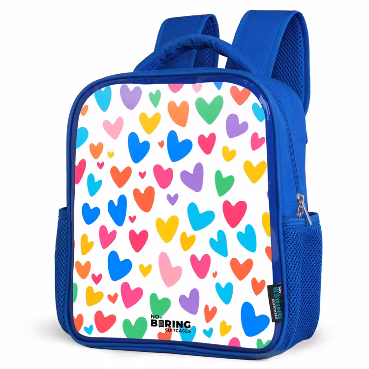 Kids backpack with name - Blue - Colored hearts — 7