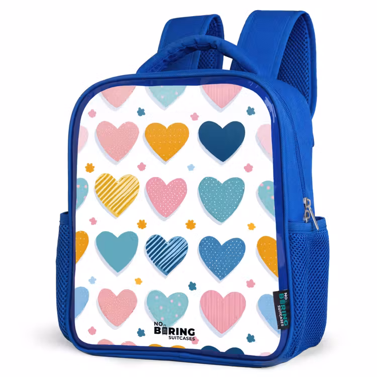 Kids backpack with name - Blue - Heart pattern — 7