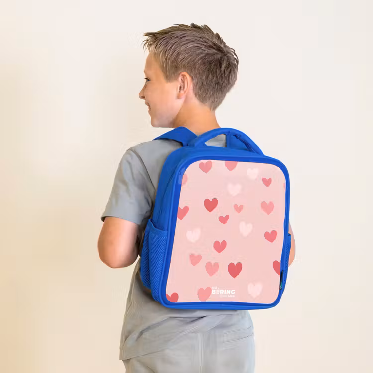 Kids backpack with name - Blue - Hearts — 2