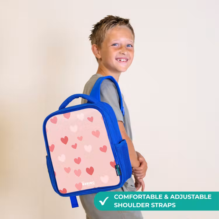 Kids backpack with name - Blue - Hearts — 4