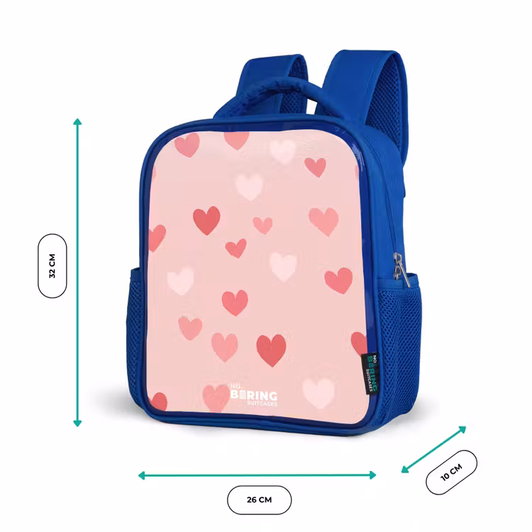 Kids backpack with name - Blue - Hearts — 6