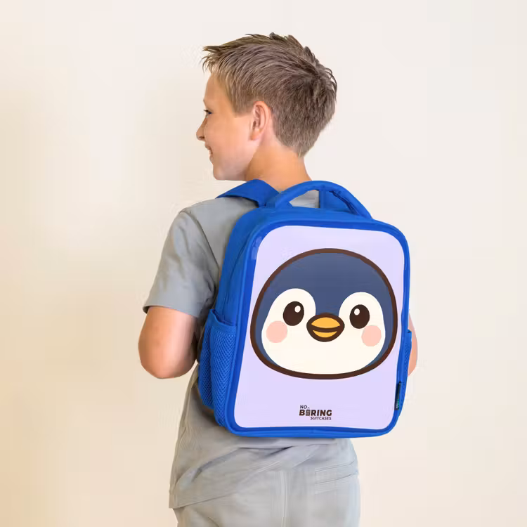 Kids backpack with name - Blue - Penguin — 2