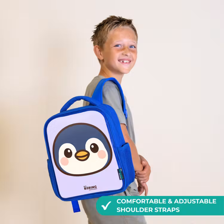 Kids backpack with name - Blue - Penguin — 4