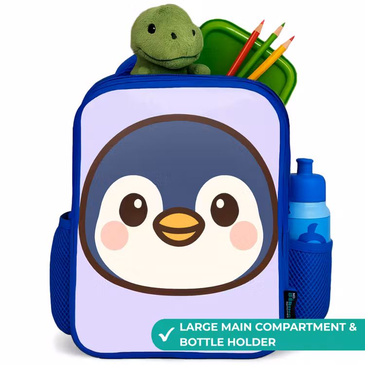 Kids backpack with name - Blue - Penguin — 5