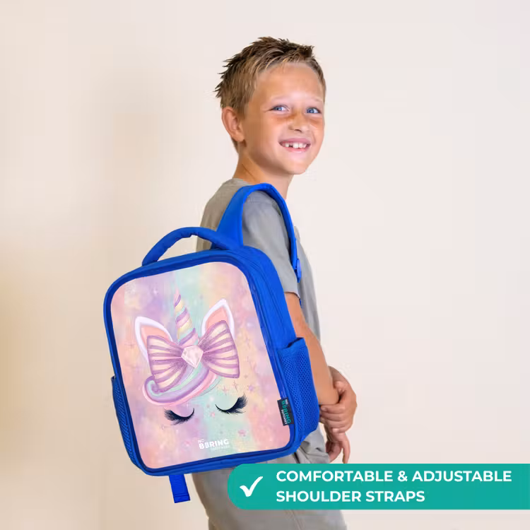 Kids backpack with name - Blue - Unicorn — 4