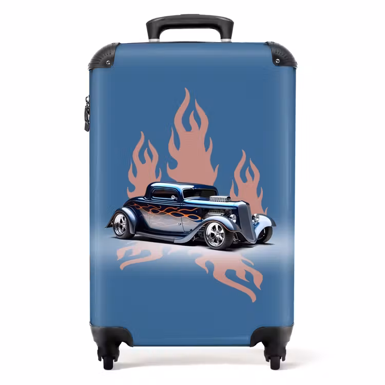 Suitcase - Blue car with pink flames — 1