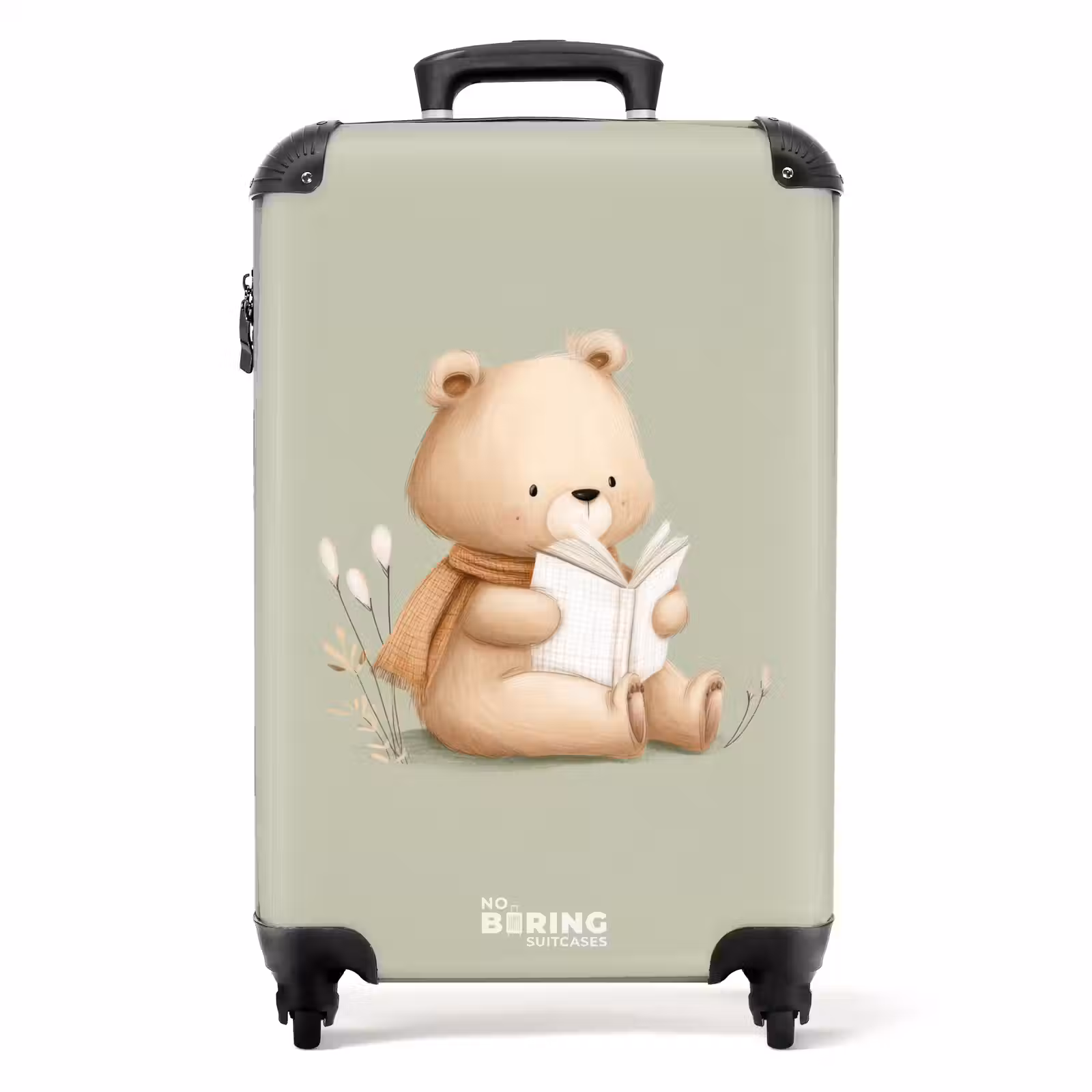 Suitcase - A brown bear with a book - Green — 1