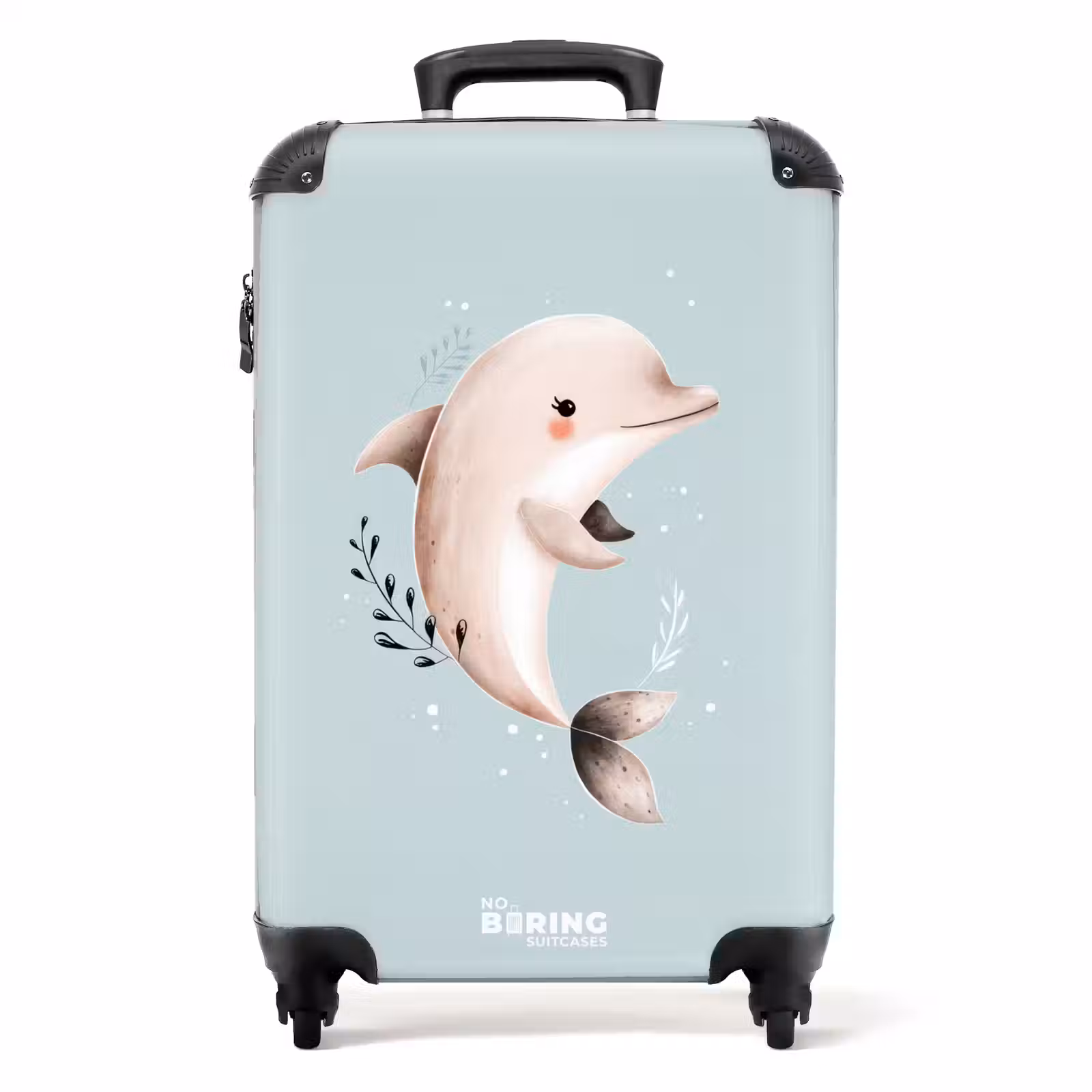 Suitcase - Beige dolphin in blue water — 1