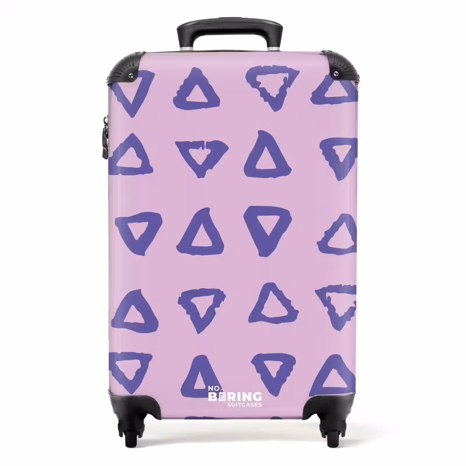 Suitcase - Blue, triangular outline on lavender pink background — 1
