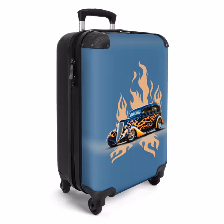Suitcase - Black car with beige flames — 2
