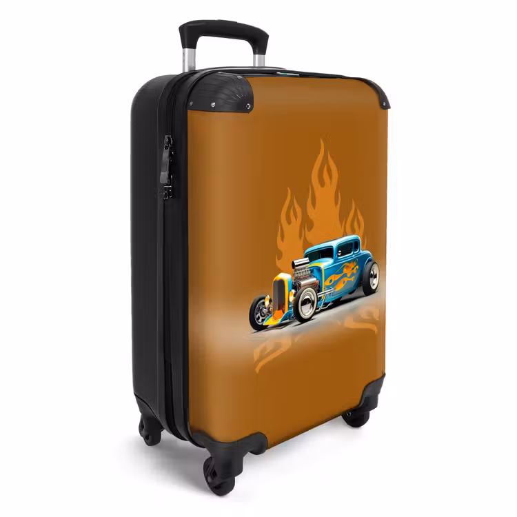 Suitcase - Blue car with yellow flames — 2