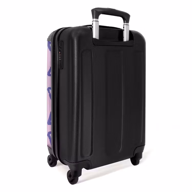 Suitcase - Blue, triangular outline on lavender pink background — 4