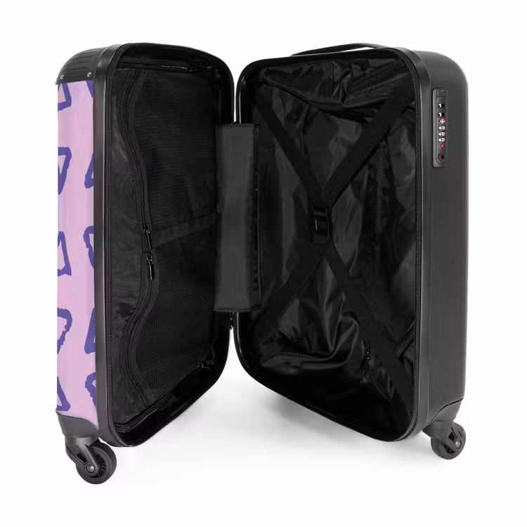 Suitcase - Blue, triangular outline on lavender pink background — 5