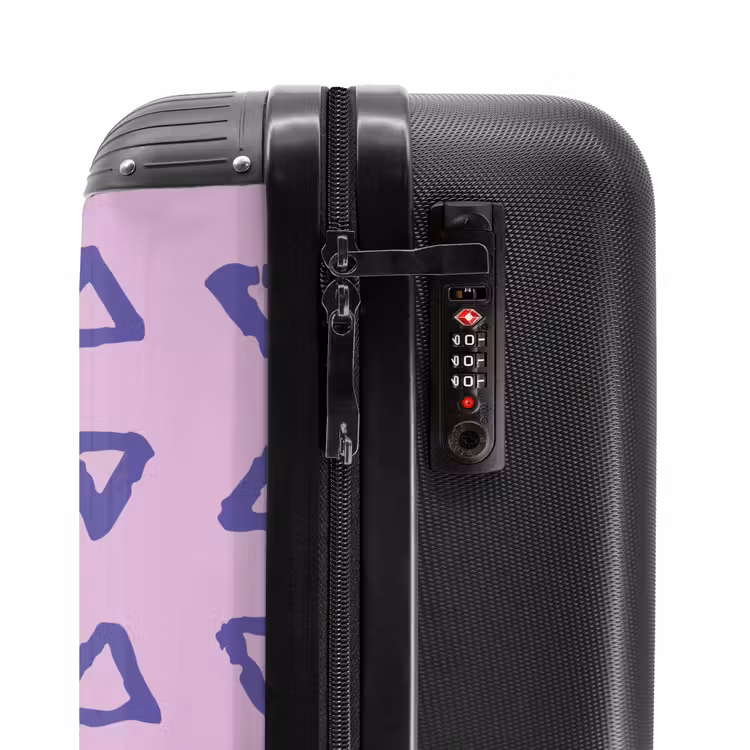 Suitcase - Blue, triangular outline on lavender pink background — 6