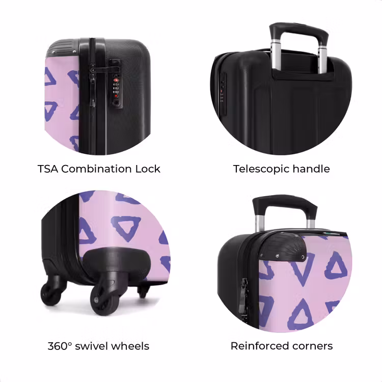 Suitcase - Blue, triangular outline on lavender pink background — 8