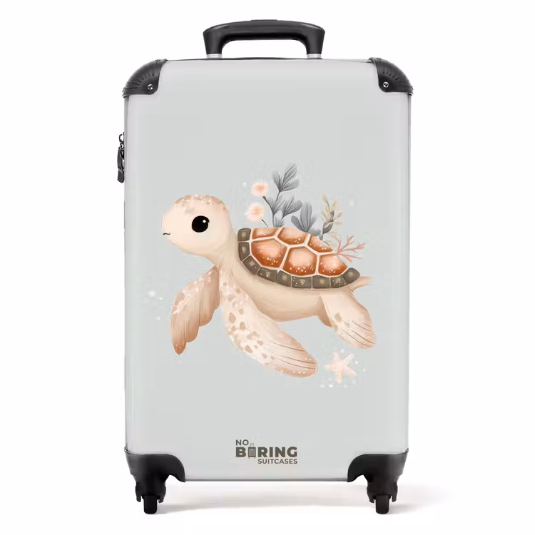 Suitcase - Brown sea turtle in pastel underwater world — 1