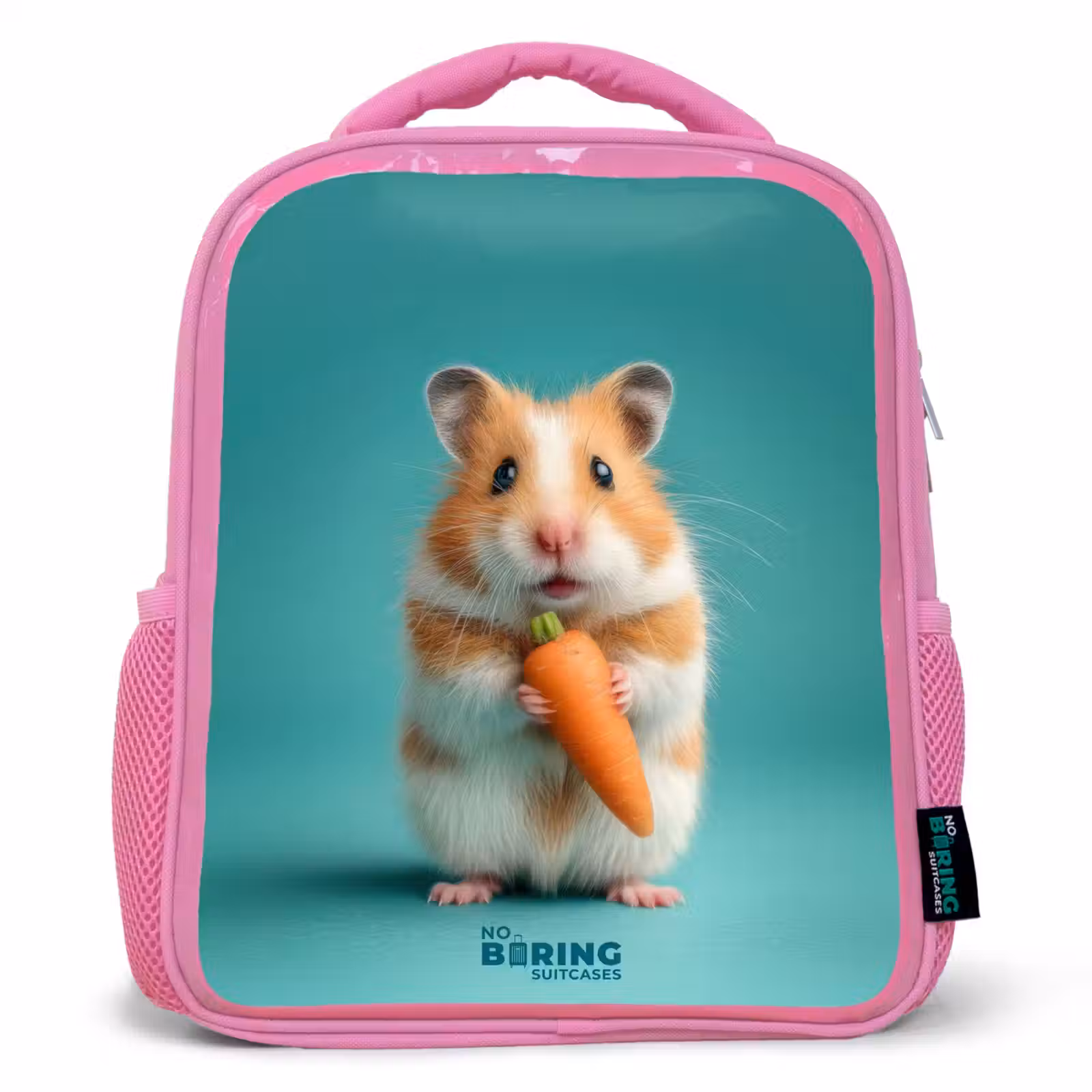 Kids backpack with name - Pink - Hamster - Carrot - Animal — 1