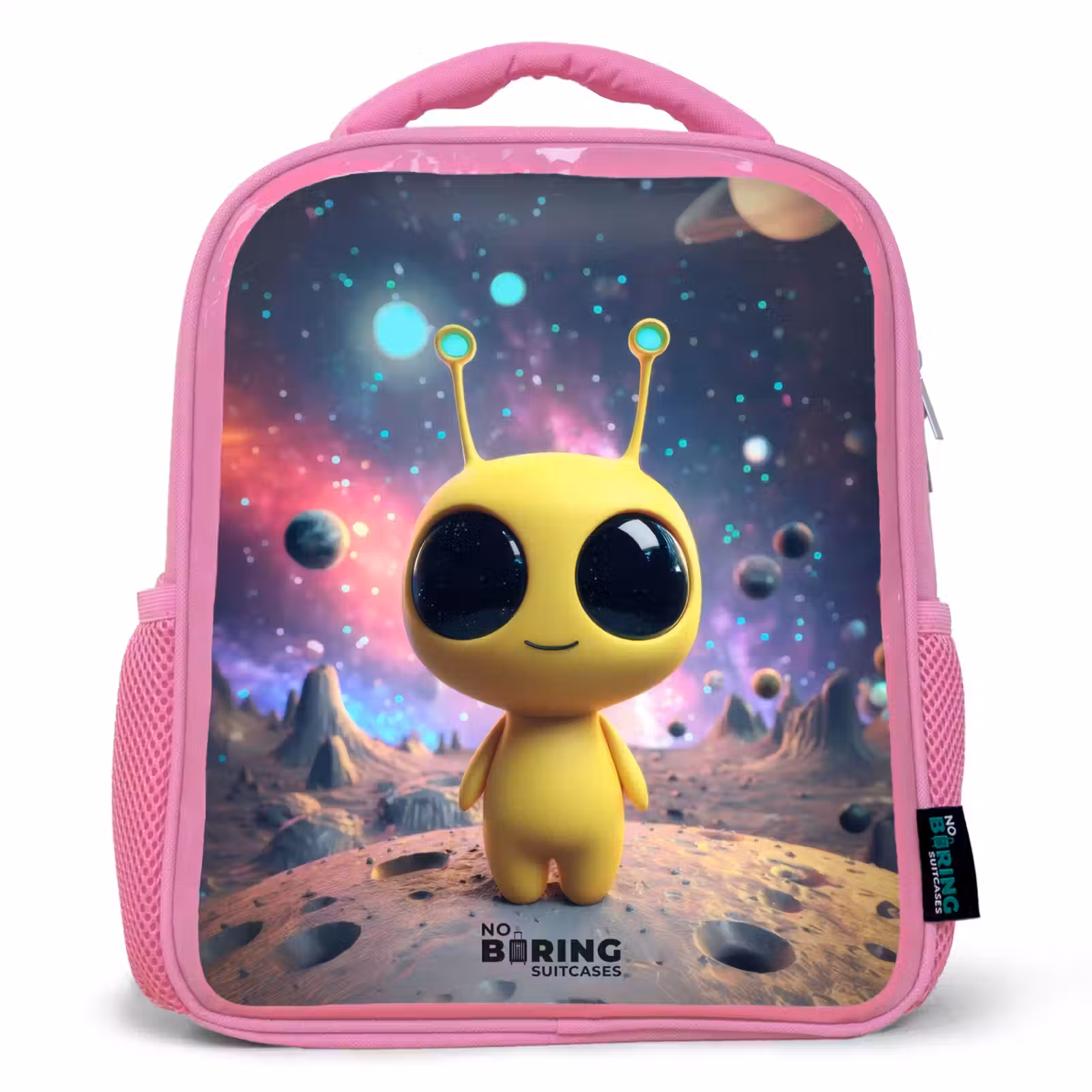 Kids backpack with name - Pink - Merry alien creature — 1