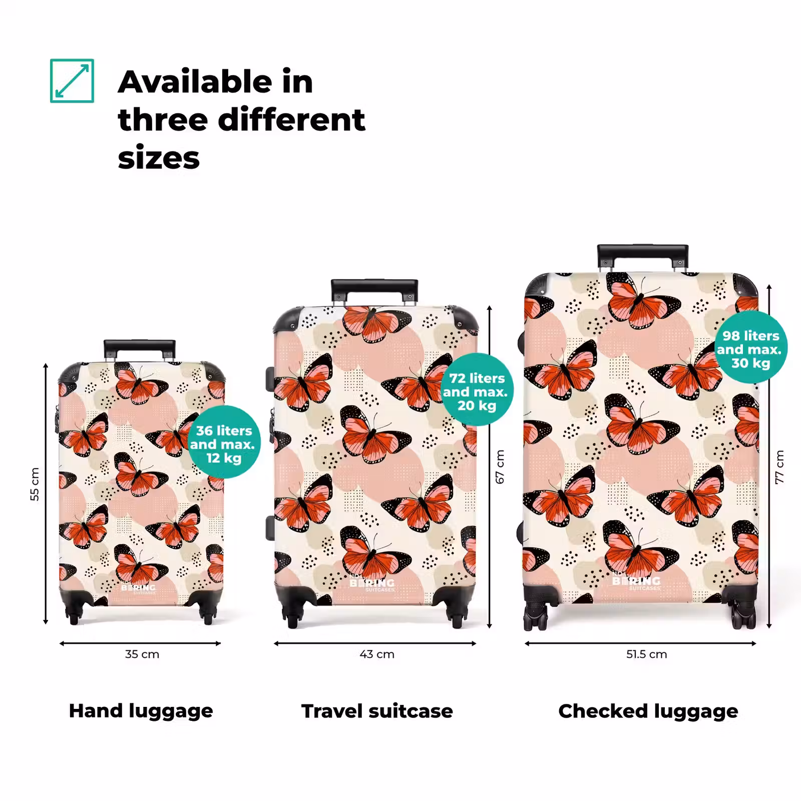 Suitcase - Butterflies - Retro - Colorful — 1