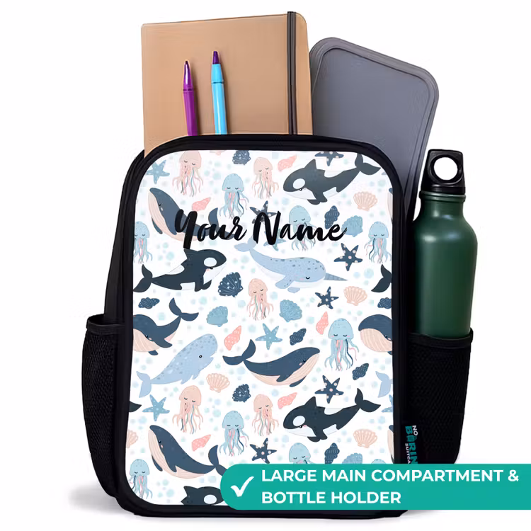 Kids backpack - Black - Ocean animals colorful — 10