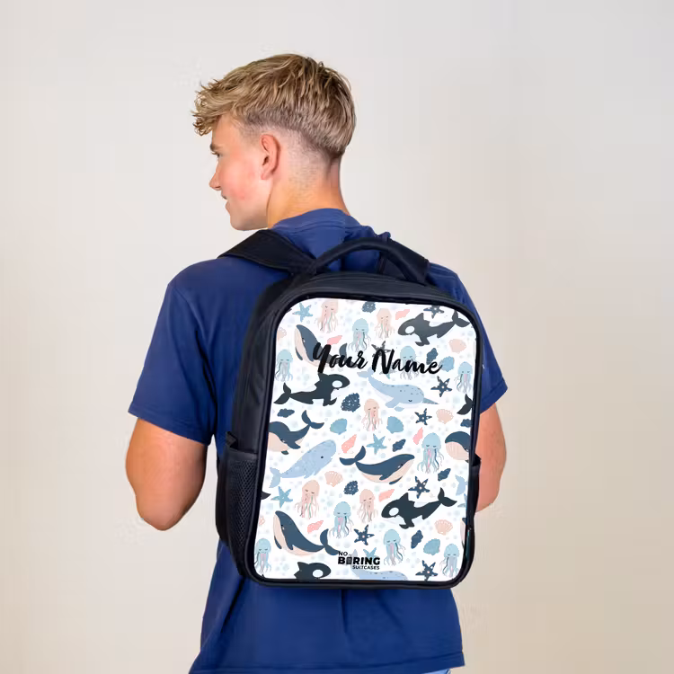 Kids backpack - Black - Ocean animals colorful — 5
