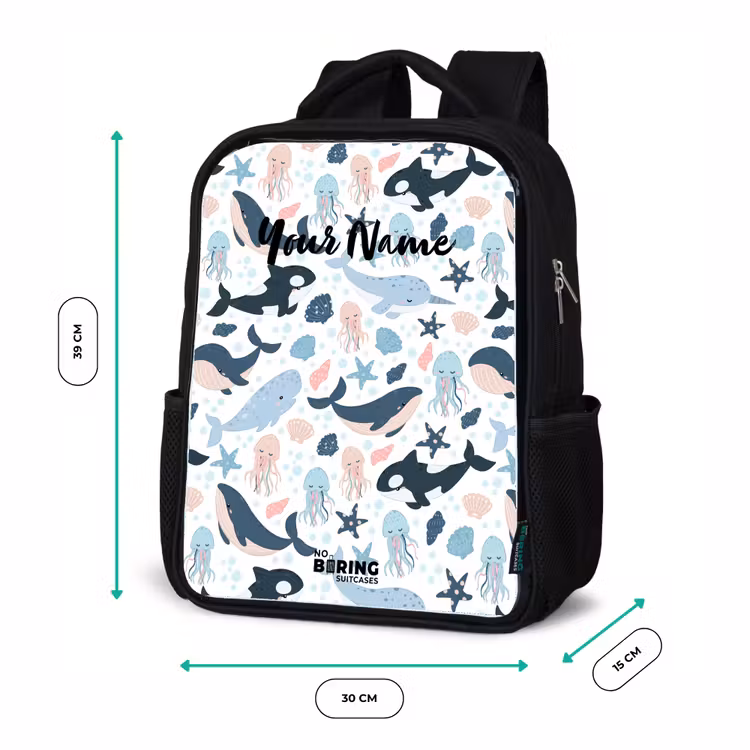 Kids backpack - Black - Ocean animals colorful — 8