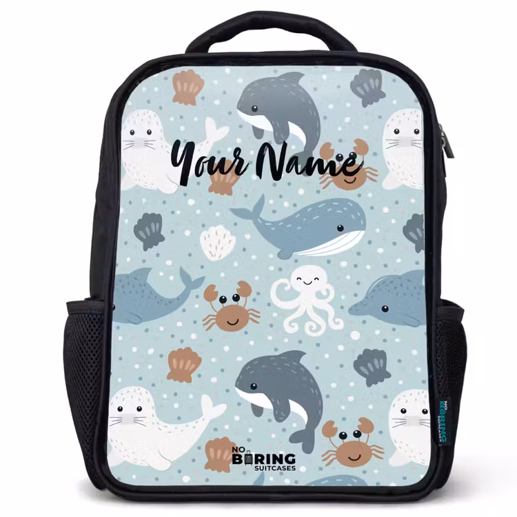 Kids backpack - Black - Sea animals pattern colorful — 1