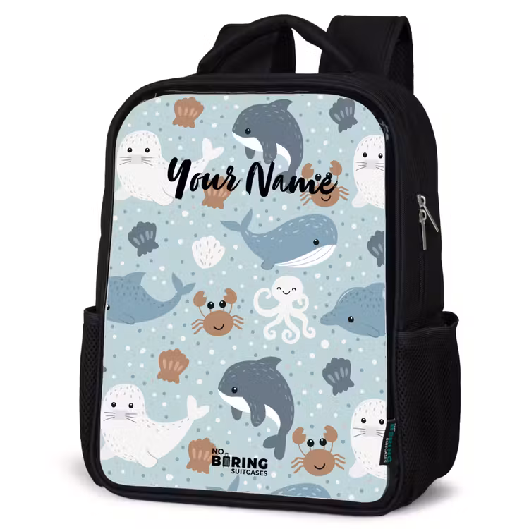 Kids backpack - Black - Sea animals pattern colorful — 6