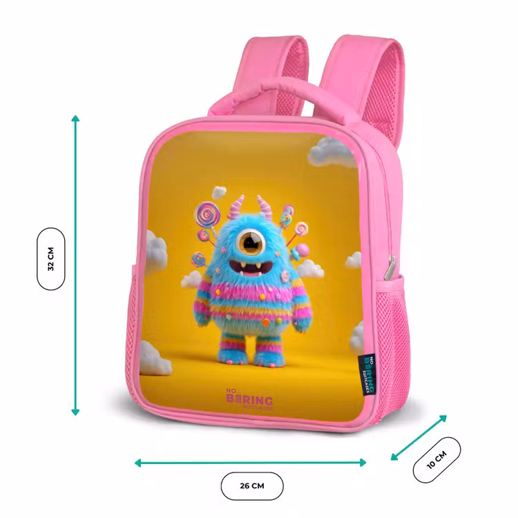 Kids backpack with name - Pink - Candy - Monster - Rainbow — 3