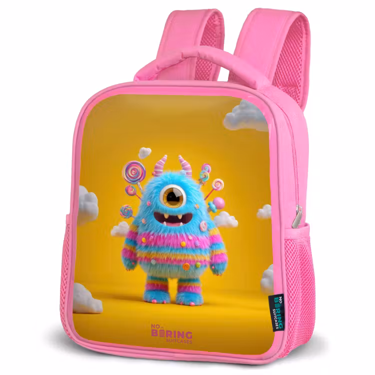 Kids backpack with name - Pink - Candy - Monster - Rainbow — 4