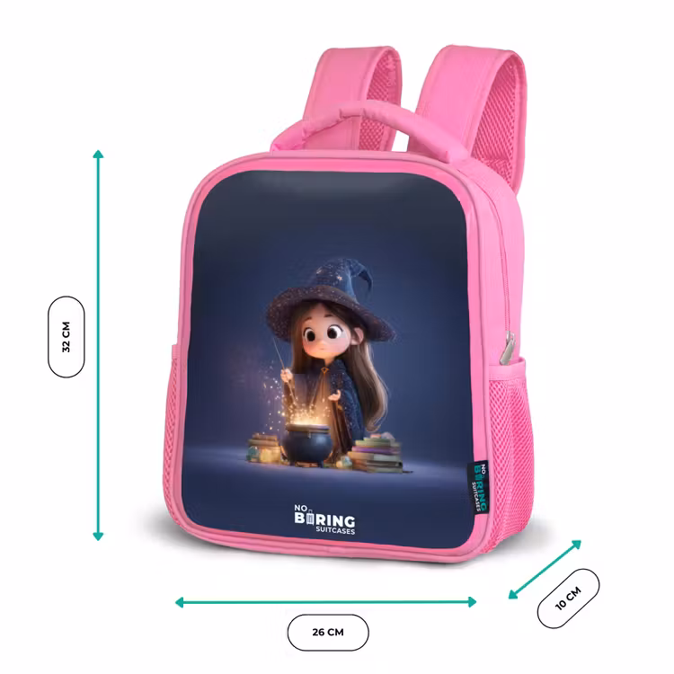 Kids backpack with name - Pink - Enchanted girl with cauldron — 3